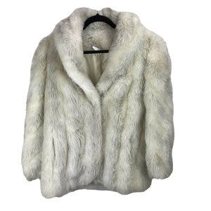 Vintage Women's Faux Mink Fur Coat Jacket 6 White